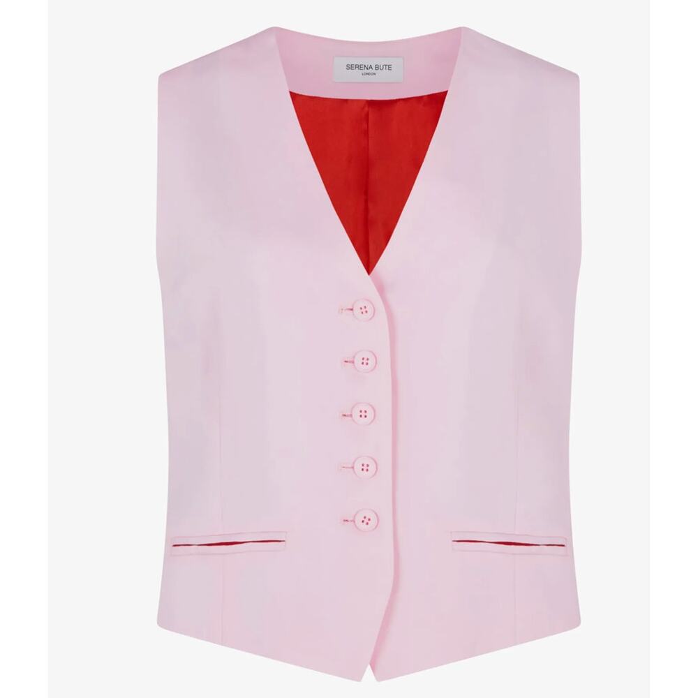 Nwt Serena Bute Summer Waistcoat in Pastel Pink Size 12 Summer Vest Lined
